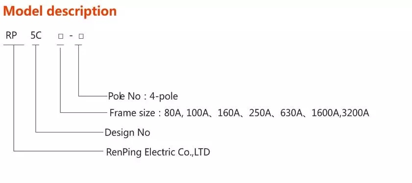 RP5C-630 Automatic Transfer Changeover Switch for two power
