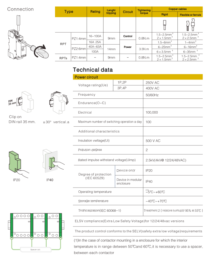 Aotomatic Household Contactor RPT-32/40/63A-3P