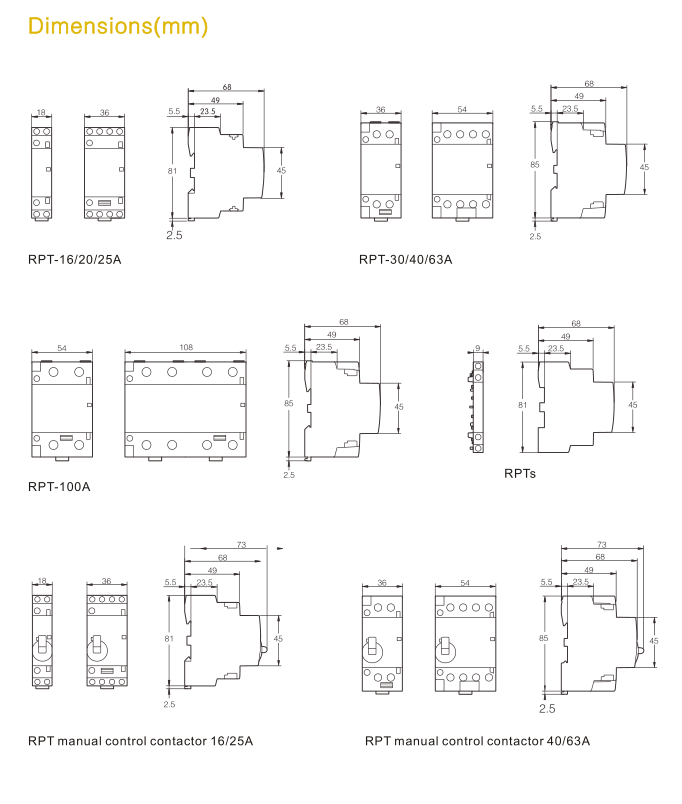 Aotomatic Household Contactor RPT-32/40/63A-3P