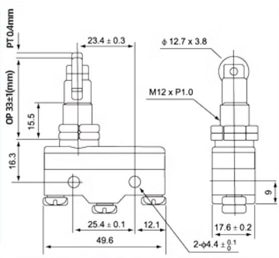 Small Limit Switch Weatherproof Micro Switch
