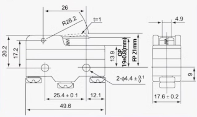 Lever Spring Limit Micro Switch Mini