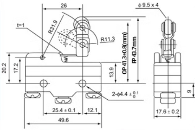 Roller Weatherproof Micro Switch Sensor