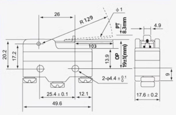 Momentary 220vac Industrial Micro Switch Limit Switch