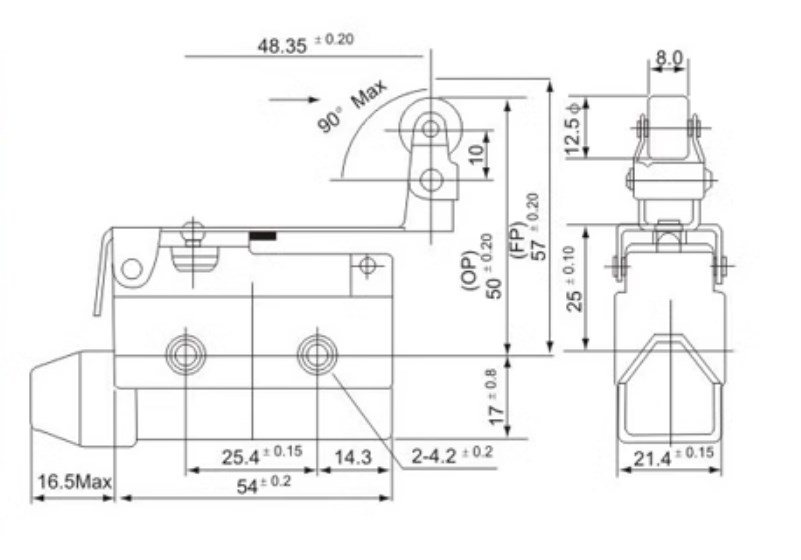 Position Roller Lever Electrical Limit Control Switch