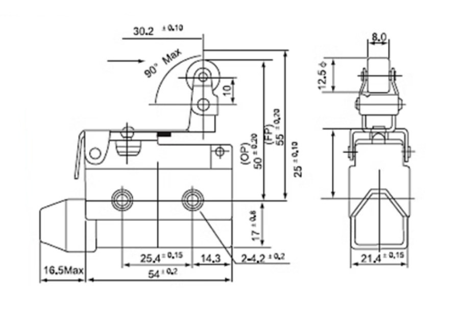 Spring Lever Travel Limit Micro Switch Limit